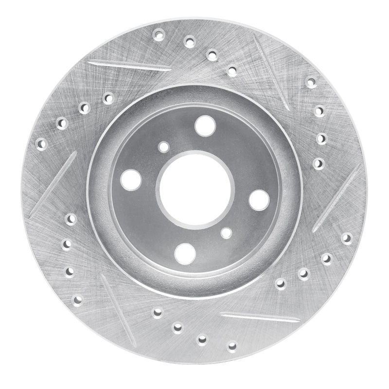 Chevrolet Prizm Brake Rotor (1) - Front Left - R1 Concepts - Drilled & Slotted - Silver - `93-`02
